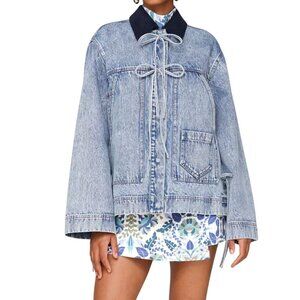 NWT Avec Les Filles Denim Patch Pocket Chore Jacket XS MSRP $149